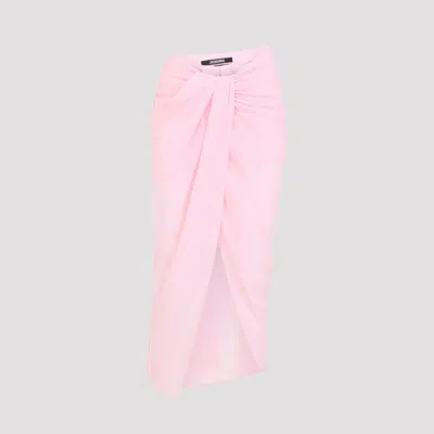 Jacquemus High Waist Draped Asymmetric Ruched Skirt In Pink