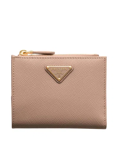 Prada Small Saffiano Leather Wallet In White