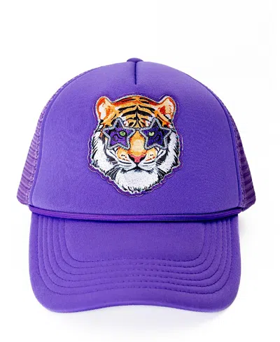 Sunshine Society Girls' Tiger Trucker Hat In Purple