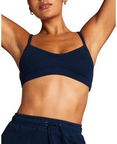 Negative Waffle Knit Lounge Bralette In Navy In Blue