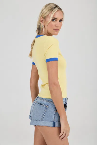 Rolla's Jeans Us Script Ringer Tee In Yellow