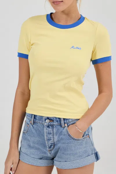 Rolla's Jeans Us Script Ringer Tee In Yellow
