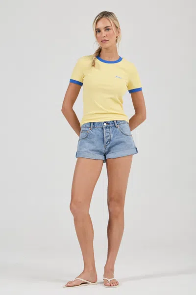 Rolla's Jeans Us Script Ringer Tee In Yellow