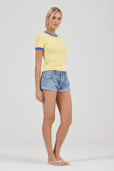 Rolla's Jeans Us Script Ringer Tee In Yellow