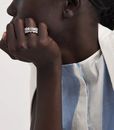 Suzanne Kalan White Gold And Diamond Classic Short Stack Eternity Ring In White