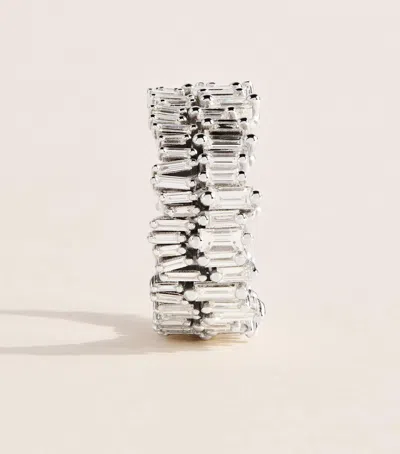 Suzanne Kalan White Gold And Diamond Classic Short Stack Eternity Ring In White