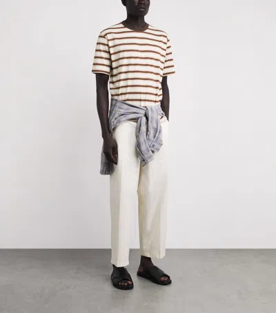Auralee Cotton Gradient Stripe T-shirt In Brown