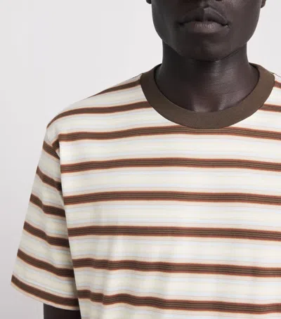 Auralee Cotton Gradient Stripe T-shirt In Brown