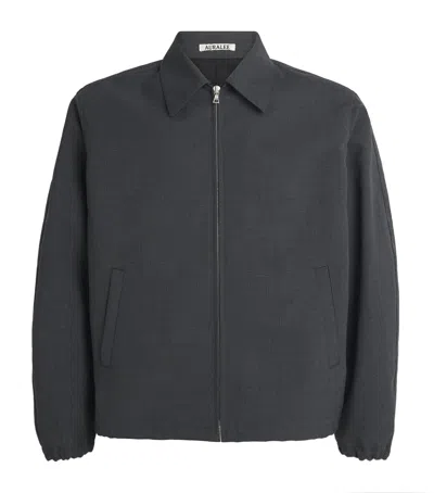 Auralee Wool Jacket Elastic Cuffs Point Collar In Gray