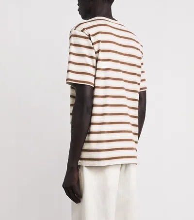 Auralee Cotton Gradient Stripe T-shirt In Brown