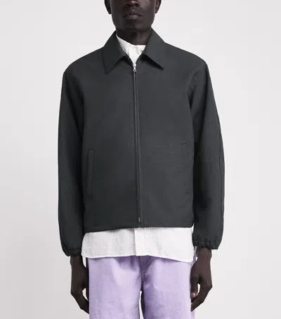 Auralee Wool Jacket Elastic Cuffs Point Collar In Gray