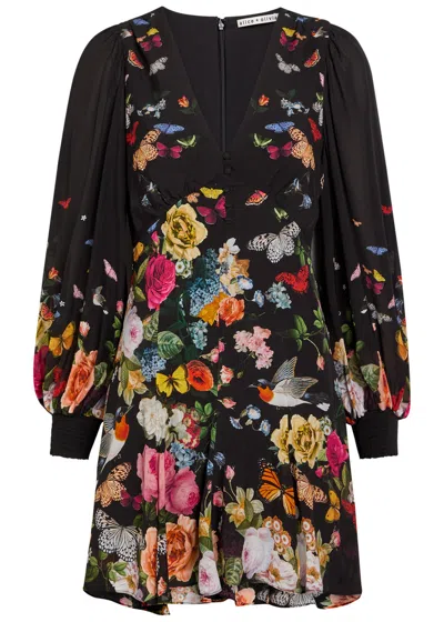 Alice And Olivia Irene Mini Dress Solar Strength Black In Multi