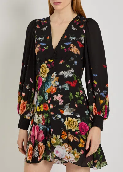Alice And Olivia Irene Mini Dress Solar Strength Black In Multi