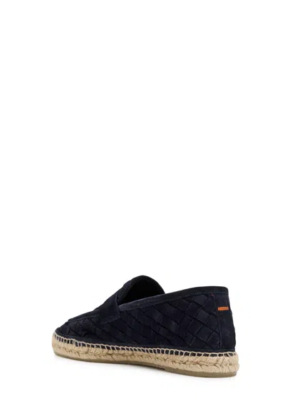 Castaã±er Java Blue Espadrillas With Contrasting Stitching And Pull-tab At The Heel In Suede Man In Black