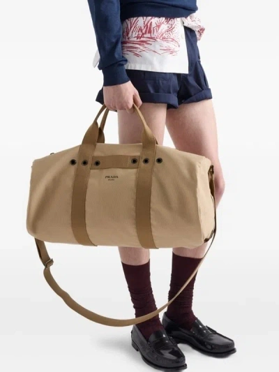 Prada Canvas Duffel Bag In Pattern
