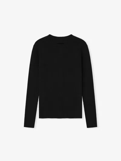 Essentials Black Soft Rib Long Sleeve T-shirt In Black