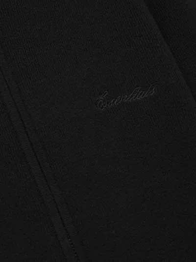 Essentials Black Soft Rib Long Sleeve T-shirt In Black