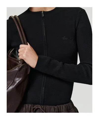 Essentials Black Soft Rib Long Sleeve T-shirt In Black