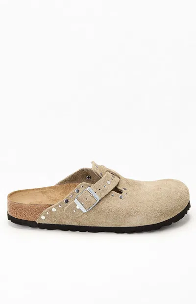Birkenstock Women's Boston Shearling Clog In Taupe Suede/sandcastle At Urban Outfitters In Multi