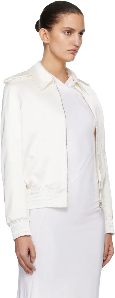 Aaron Esh Off-white Satin Blouson Flight Jacket In White