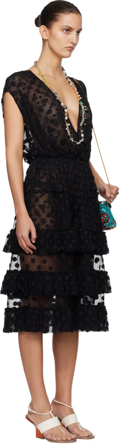 Dries Van Noten Ruffled Polka-dot Cotton-blend Mesh Midi Dress In Multi