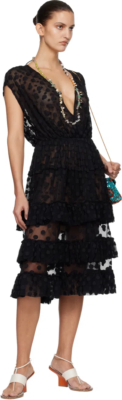 Dries Van Noten Ruffled Polka-dot Cotton-blend Mesh Midi Dress In Multi
