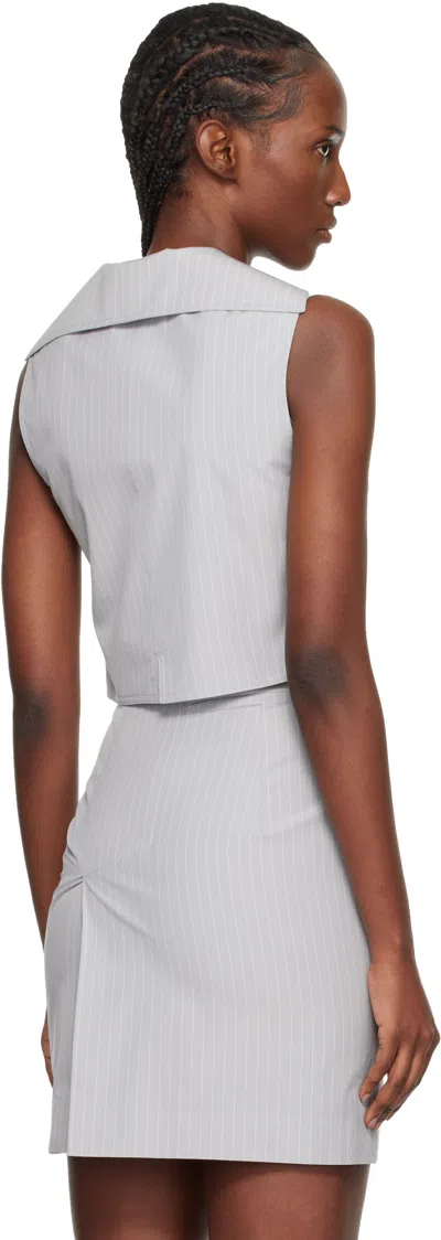 Vivienne Westwood Meryl Waistcoat Pinstripe Shirting Grey 46 Women In White
