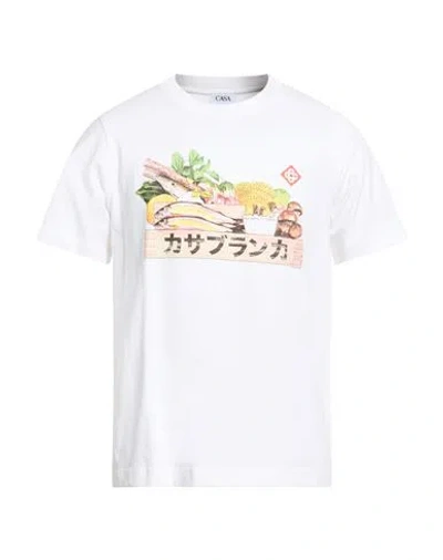 Casablanca White Cotton Short-sleeved T-shirt With Graphic Print