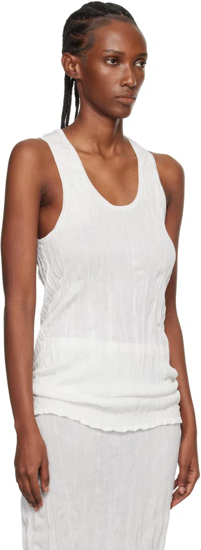 Totême White Crinkled Knit Tank Top In White