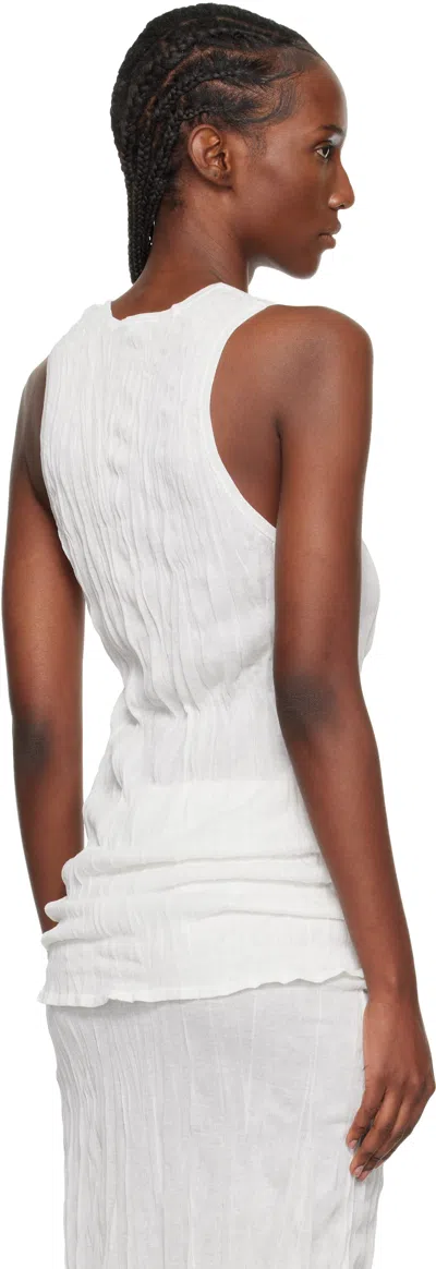 Totême White Crinkled Knit Tank Top In White