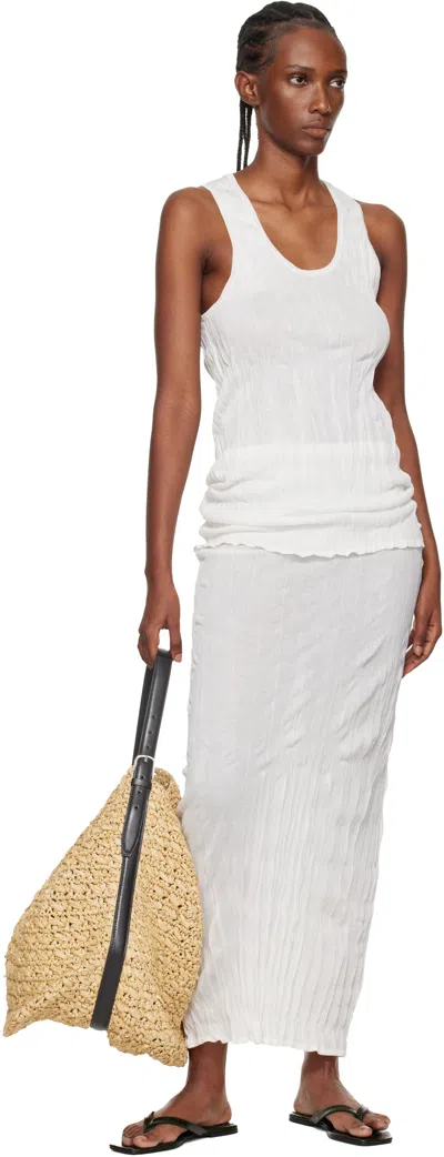 Totême White Crinkled Knit Tank Top In White