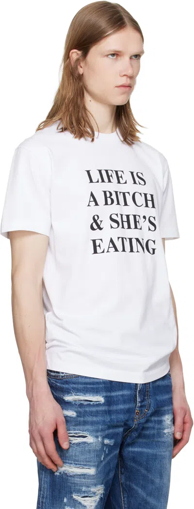 Dsquared2 Slogan Print T-shirt In White