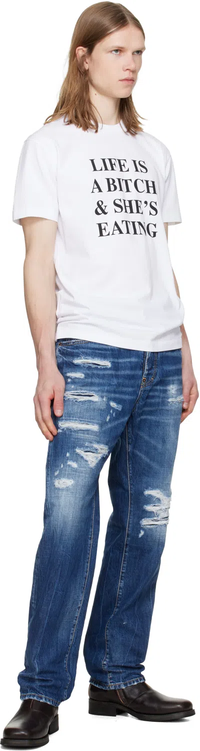 Dsquared2 Slogan Print T-shirt In White