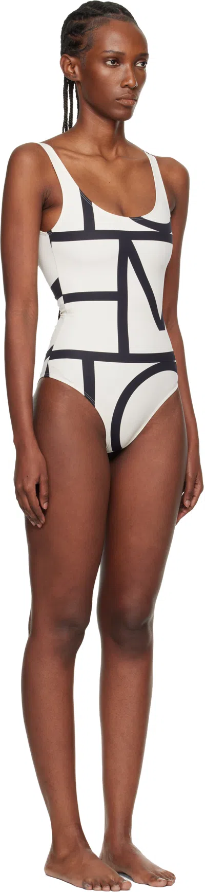 Totême One-piece Swimsuit With Monogram Print In White