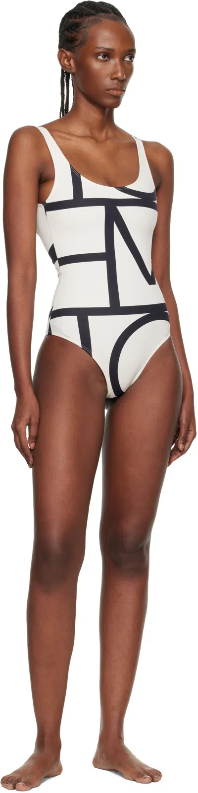 Totême One-piece Swimsuit With Monogram Print In White