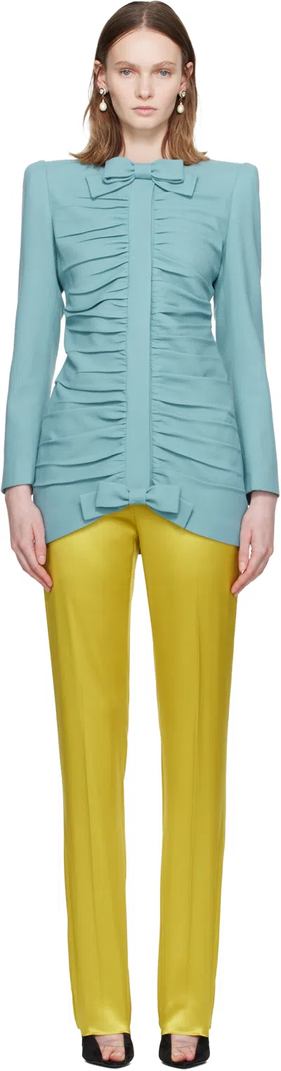 Valentino Light Blue Crispy Light Wool Jacket In Blue
