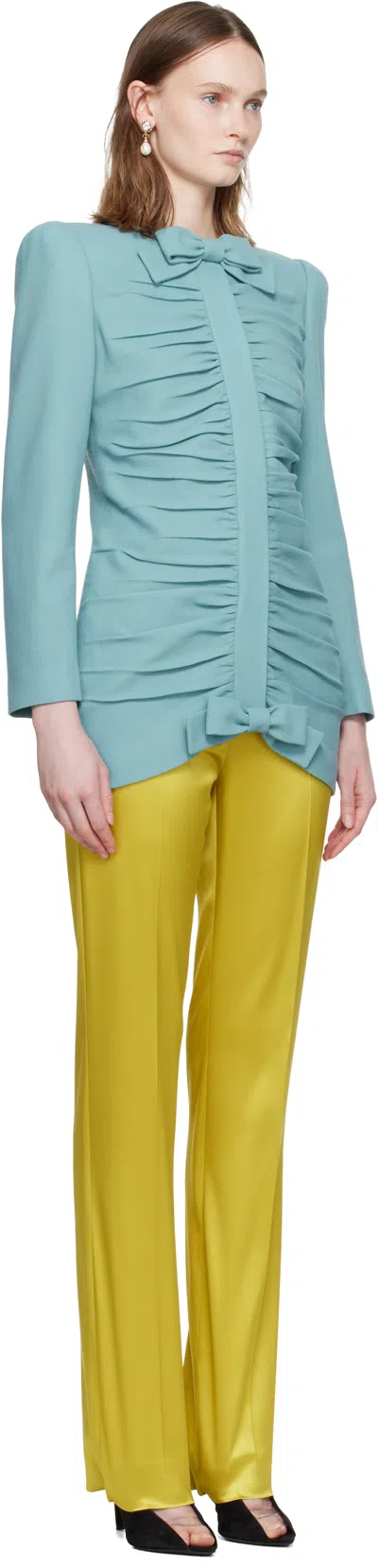Valentino Light Blue Crispy Light Wool Jacket In Blue