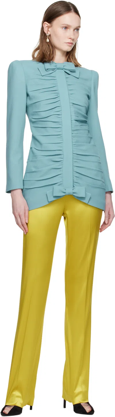 Valentino Light Blue Crispy Light Wool Jacket In Blue