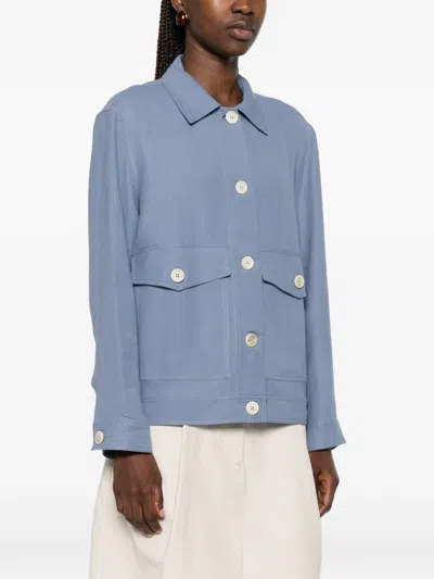 Brunello Cucinelli Button-up Flap-pocket Overshirt In Blue