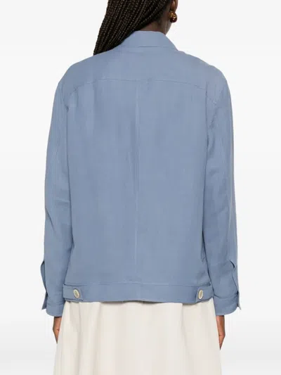 Brunello Cucinelli Button-up Flap-pocket Overshirt In Blue