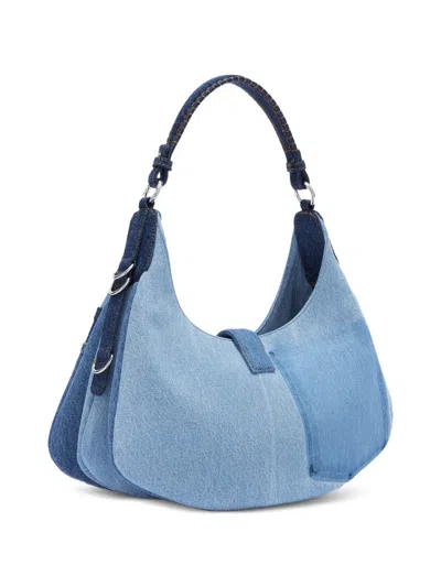 Ganni Patchwork Shoulder Bag In Blue