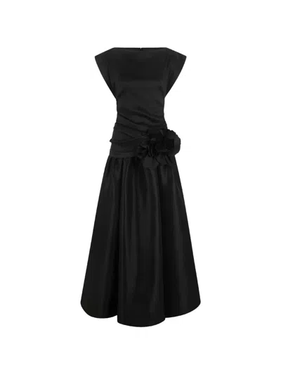 Acler Delph Flower-embellished Maxi Dress In Black