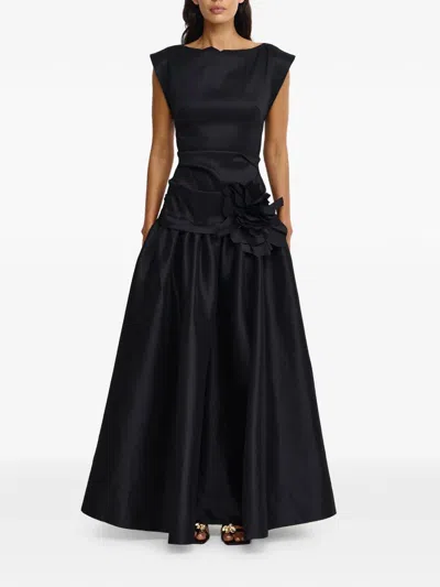 Acler Delph Flower-embellished Maxi Dress In Black