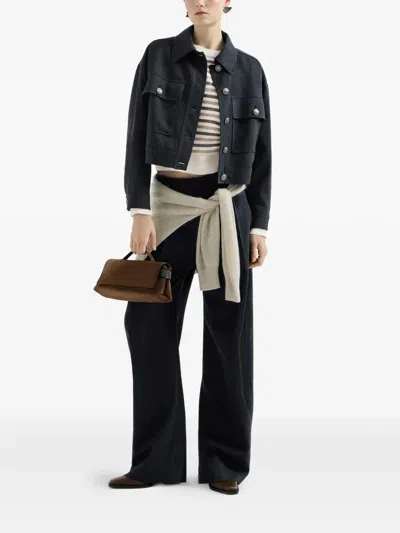 Brunello Cucinelli Wool Jacket In Blue