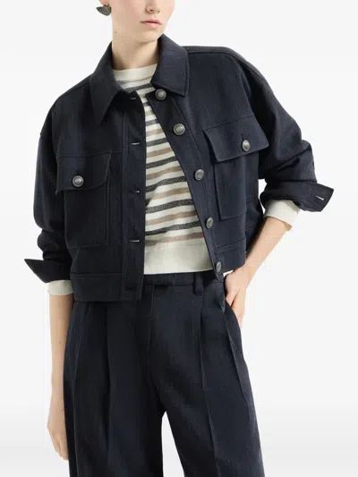 Brunello Cucinelli Wool Jacket In Blue