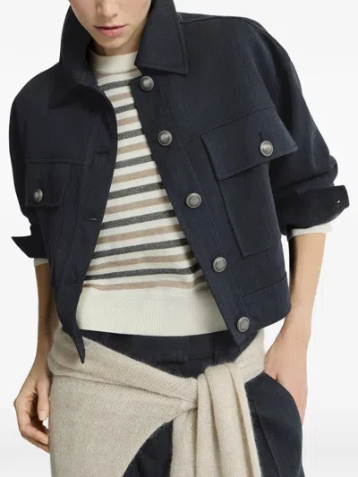 Brunello Cucinelli Wool Jacket In Blue