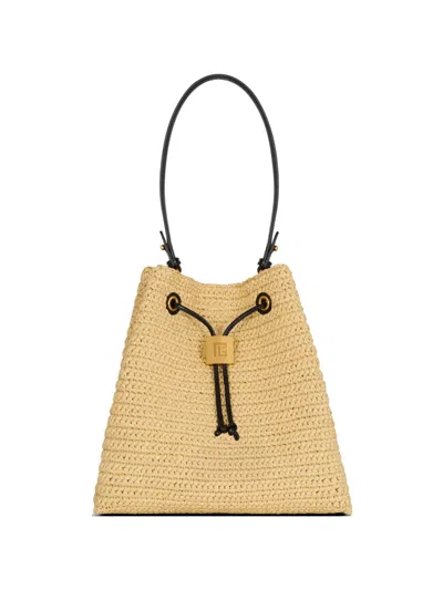 Balmain Pulse Crochet And Leather Backpack In Neutral