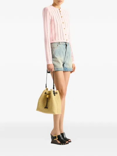 Balmain Pulse Crochet And Leather Backpack In Neutral