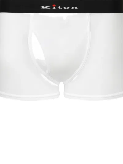 Kiton Logo-waistband Boxer Briefs In White
