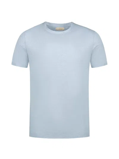 Aurélien Aur1 Solid Cotton T-shirt In Blue